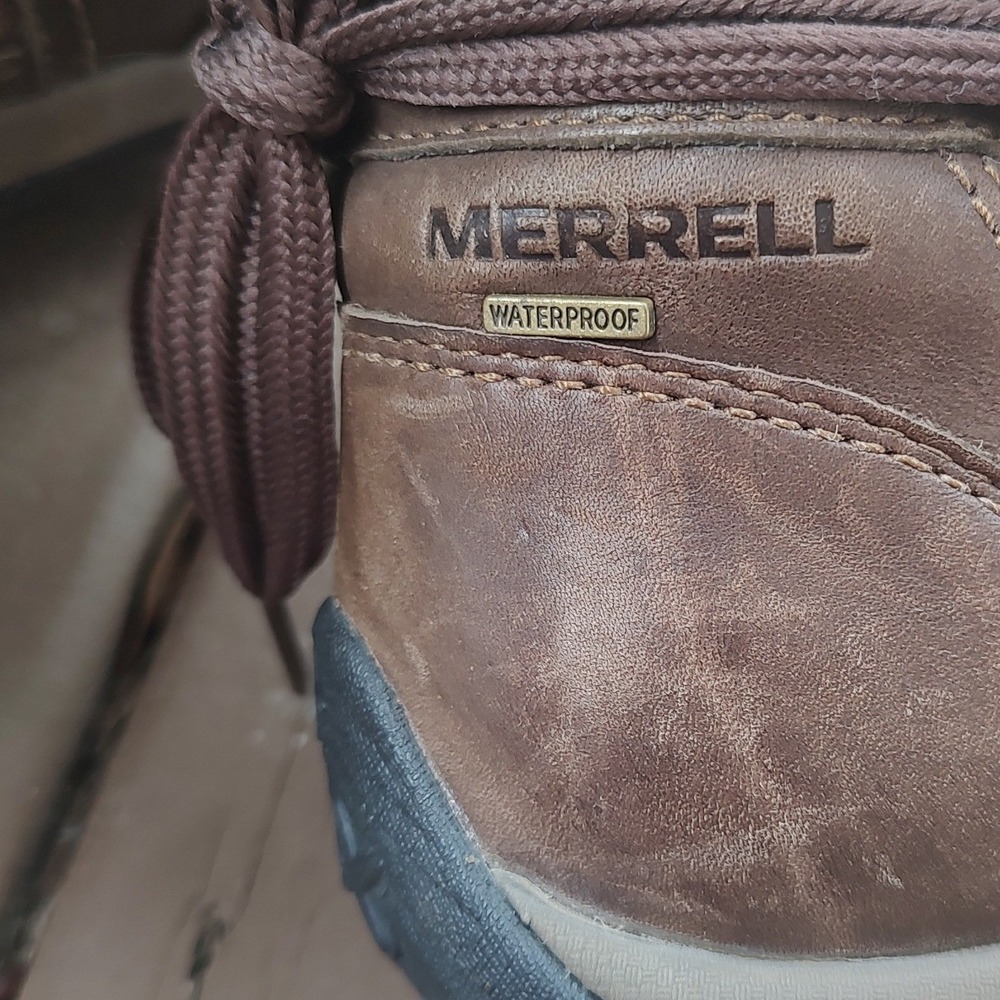 Merrell Waterproof Leather Faux Fur Ankle Boots Womens 8 Bitter Chocolate Brown